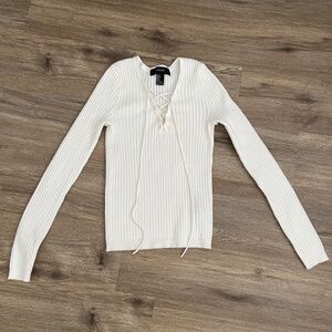Forever 21 White Lace Up Long Sleeve